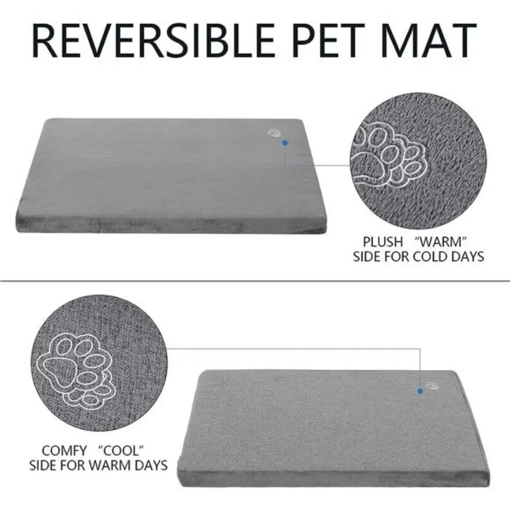 Stylish Dog Bed Mat Dog Crate Pad Mattress Reversible (Cool & Warm), Water Proof
